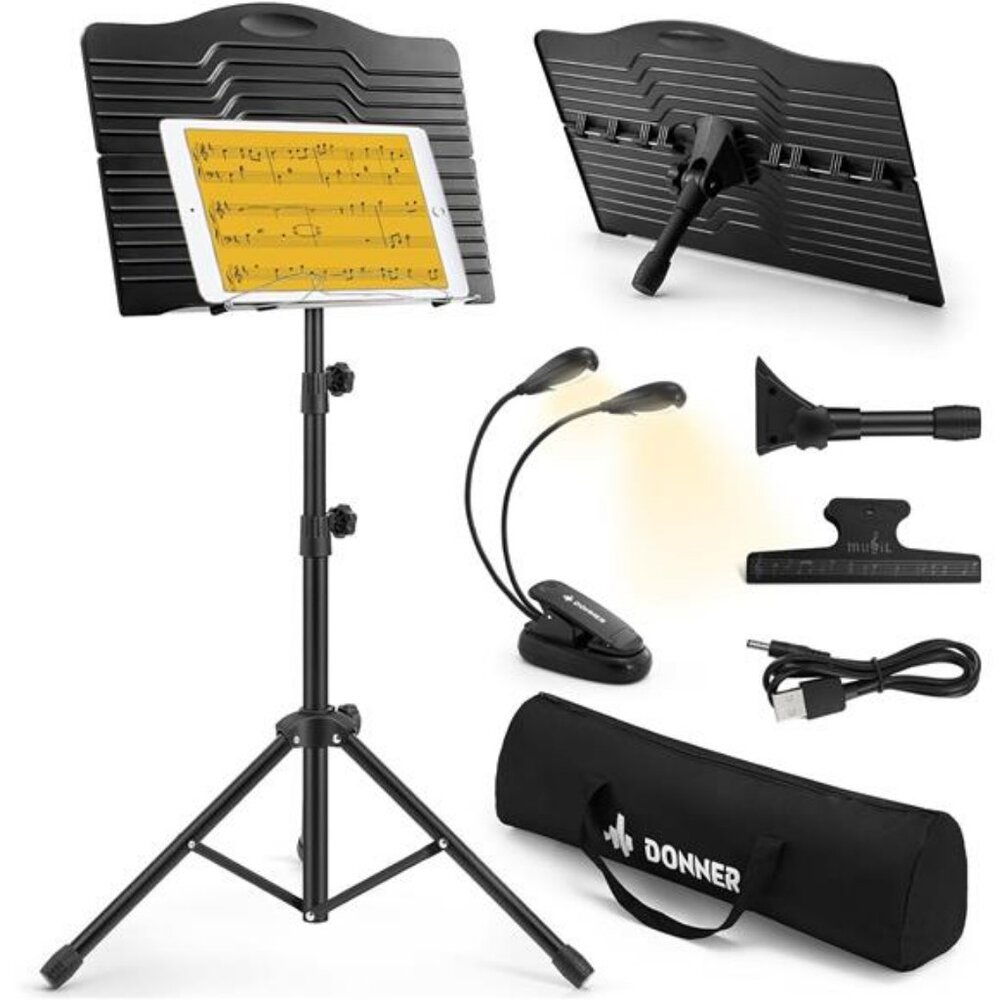 Sheet Music Stand with Light, DMS-1 Portable Metal Music Stand, Tabletop